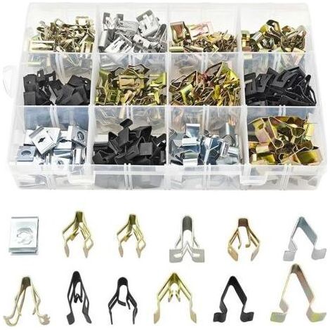 Lot de 240 agrafes métalliques pour voiture – clips à ressort pour tableau de bord, panneaux et garnitures intérieures (1/4)
