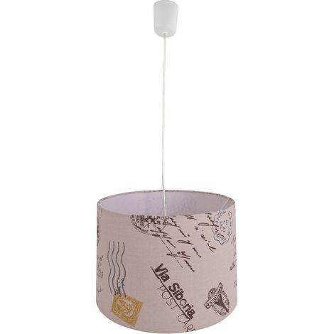 Suspension Textile en Tissu Mi-Lin Marron Clair Ø 40 cm Luminaire Suspendu E27 pour Salon et Bureau - PANGIVO (1/5)