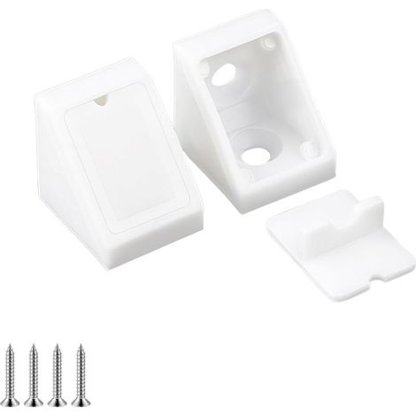 20 Pièces Angle Suport pour Etagere, Équerre D'angle en Plastique, Connecteurs de Meubles, avec Vis, Équerres D'étagère, Connecteur Angle (1/5)