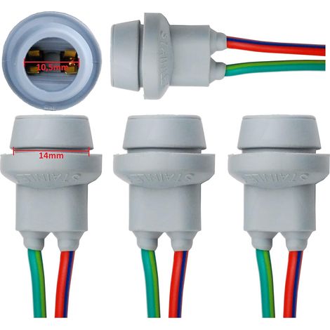 Lot de 4 Supports de Douille Ampoule T10, Connecteur W5W Caoutchouc, Câble 12cm pour Éclairage Auto Moto