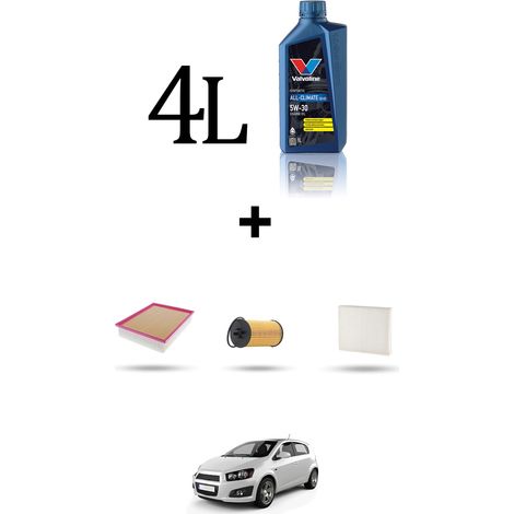 Kit tagliando 3 FILTRI e 4L OLIO compatibile con Chevrolet Aveo II 1.2 63kw dal 2011 (1/5)