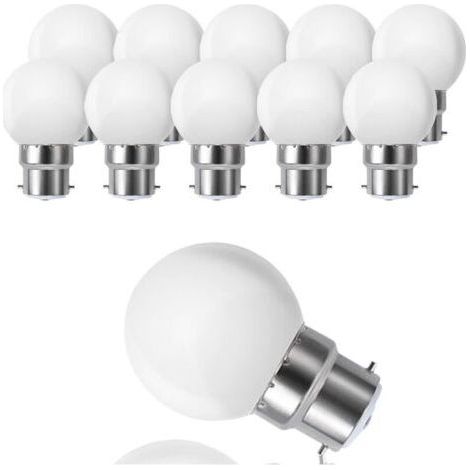Lot de 10 globes LED B22 G45, blanc chaud 3500 K, 3 W G45, 180 lm, boîtier en polycarbonate mat, non dimmable [Classe énergétique G] -INHHUB (1/5)