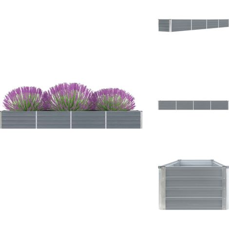 Garten-Hochbeet Verzinkter Stahl 320×40×45 cm Grau - Gartenhochbeet - Metallhochbeet - Stahlteich - Balkonbepflanzung - Terrasse Bepflanzung (1/5)