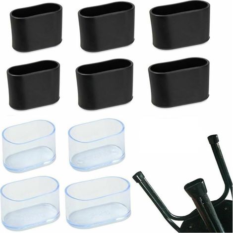 Lot de 10 capuchons de protection ovales en PVC pour pieds de meubles, table - Protection de sol antidérapante pour sols en bois dur - Noir - 15 x 30 mm (1/5)