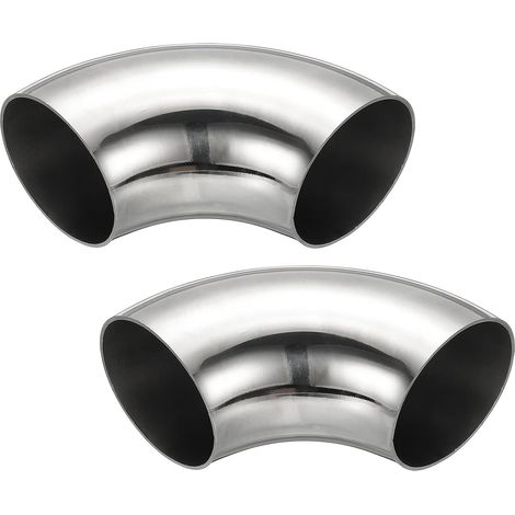 2pcs Coude À 90 Degrés Mandriné, 60mm OD En Acier Pour Échappement Raccord De Tuyauterie Inoxydable 304 Main Courante Escalier HVAC - 57 mm (1/5)