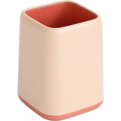 Pot à crayons de bureau bicolore, pot à crayons ou pinceaux de maquillage (rose) (1/4)