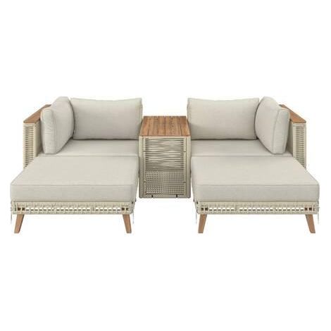 Mömax Loungegarnitur Marilou Creme/ Hellgr Outdoorstoff/Kunststoff (1/5)