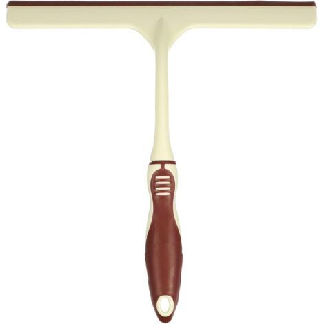 Raclette de douche de 24 cm de long - Outil de nettoyage de lame d'eau - Raclette de miroir domestique avec trou pour pare-brise et fenêtre - Beige (1/5)