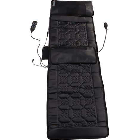 Coussin de massage corps entier 9 vitesses avec chauffage et vibrations, tapis de chaise pour jambes, cou et dos, noir, 100-240V prise UE (1/5)