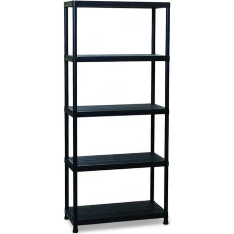 scaffale per interni a 5 ripiani nero 80x40x180 cm capacità 50 kg per ripiano con kit fissaggio a muro incluso e certificazione TÜV (1/5)