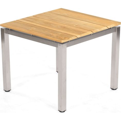 Sonnenpartner Gartentisch Base 90x90 cm Edelstahl Tischsystem mit wählbarer Tischplatte HPL oder  Teak