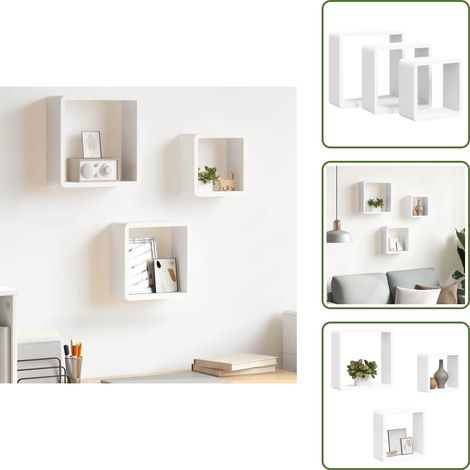 Étagères murales sous forme de cube 3 pcs Blanc MDF - Etagere Murale - Etageres Cubes - Rangement Mural - Decoration Murale - Meuble Blanc (1/5)