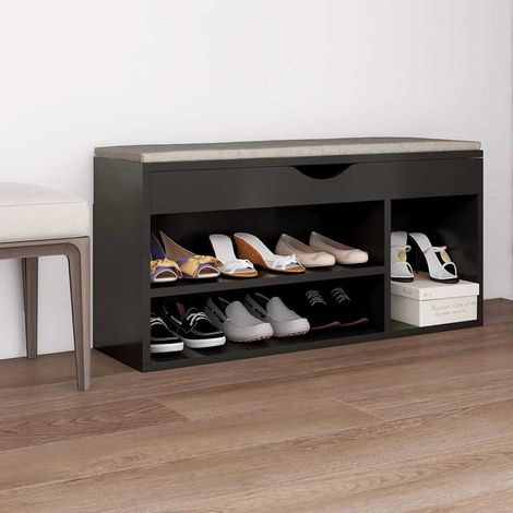 vidaXL Zapatero con cojín madera ingeniería gris 104x30x49 cm (1/5)