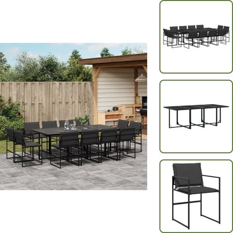 Cojines de asiento - vidaXL Juego de comedor de jardín 13 pzas con cojines textileno negro - Muebles de exterior