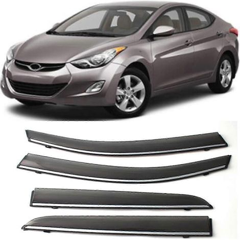 Déflecteurs d'air élégants en 4 pièces pour Hyundai Elantra 2012-2015 - Visière de vitre latérale, protection contre le soleil et la pluie, housse de protection. (1/5)