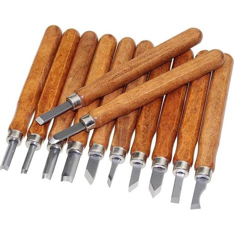 Lot de 12 gouges à bois, kit d'outils de sculpture sur bois pour débutants, ciseaux en acier inoxydable avec boîte de rangement (1/5)