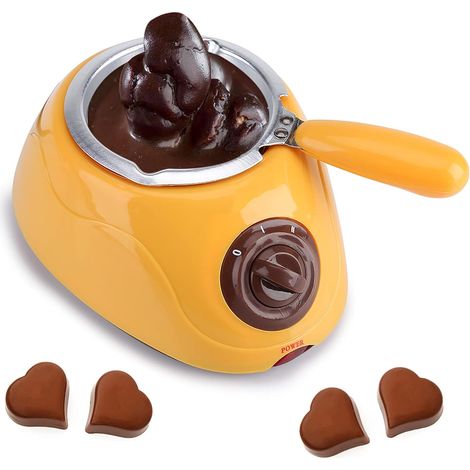 Fontaine de chocolat électrique avec moule de bricolage - pot de fusion de chocolat électrique avec kit d'outils de fusion de chocolat (jaune)