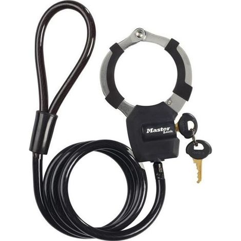 Antivol a Clé avec Menotte - Master Lock 8275EURDPRO - 1m - Idéal pour trottinettes - Noir (1/4)