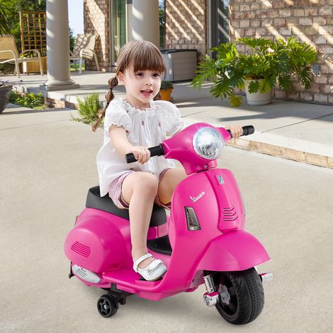 Moto électrique enfant rose 6 V avec moteur 30 W, phare LED, klaxon et roues stabilisatrices pour jardin et cour (1/5)