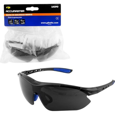 Lunettes de sécurité noires avec coussinet nasal et protection anti-rayures marque Accumaster (1/5)