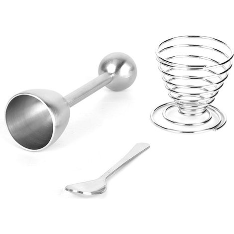 Ouvre-oeufs en acier inoxydable, set de 6 avec coupe-oeuf, ouvre-coquille, porte-oeuf à ressort et cuillère, ustensiles de cuisine (1/5)