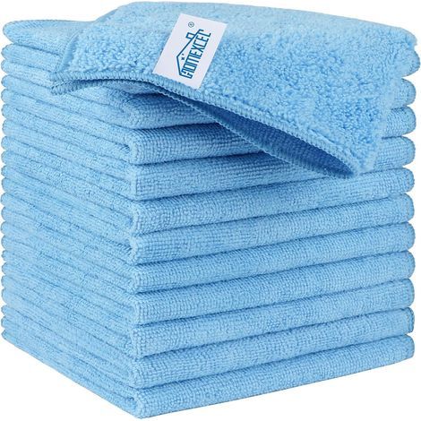 Set of 12 Microfiber Cloths, Lint-Free, Scratch-Resistant, Absorbent, for Car, Home, Kitchen (1/5)