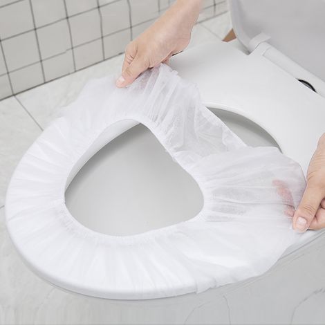 Housse de siège de toilette sanitaire 10pcs - Blanc (1/3)
