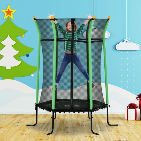 Cama elástica infantil, Ø163,5 cm, con red de seguridad, acolchada, de acero, capacidad de carga de hasta 50 kg.