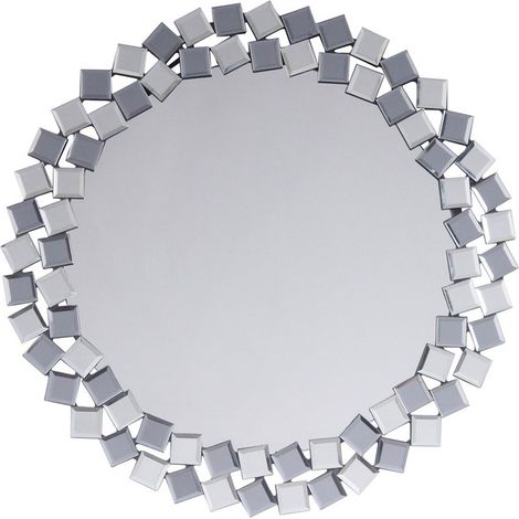 Specchio da parete rotondo Mosaic in argento e grigio (1/3)