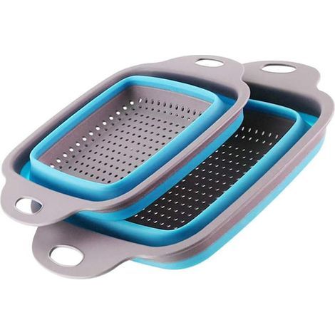 Passoire de cuisine pliable en silicone, sans BPA, 2 tailles, panier filtre à eau pliable pour fruits et légumes, idéal pour la cuisine, le camping et les voyages, facile à nettoyer (1/5)