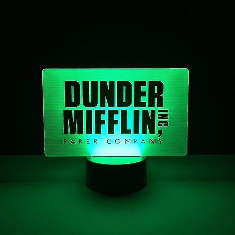 Lampe de chevet LED 3D Dunder Mifflin The Office à changement de couleur (1/2)