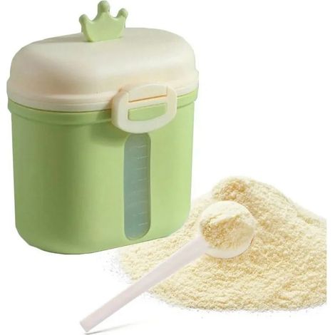 Boîte de Rangement pour Lait en Poudre Bébé, Grand Conteneur Portable avec Cuillère et Distributeur, Vert pour Nourrisson (1/5)