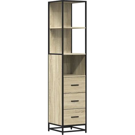 Armadio da bagno con contenitore dal design vintage 35 x 37,5 x 166 cm in legno ingegnerizzato rovere sonoma 020049639
