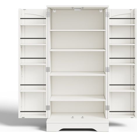 Hoher Küchenschrank 120 x 60 x 40 cm aus weißem MDF mit LED-Sensorlicht (1/5)