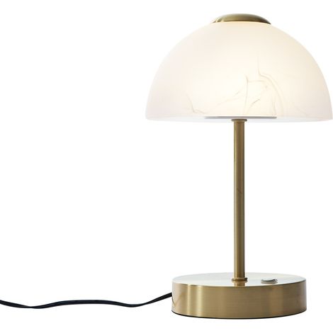 QAZQA Design Table Lamp Gold with Opal Glass incl. LED Dimmable -
