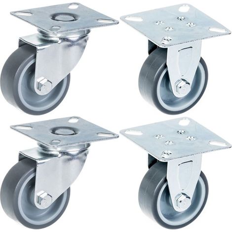 Rollen - ZHONGSHAN - 50 mm - Pack mit 4 - Tragfähigkeit 160 kg - Graues Gummi
