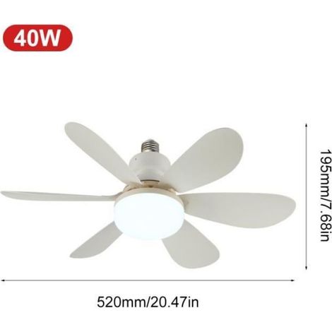 1 Deckenventilator, 3 Geschwindigkeitsstufen, E27-LED-Leuchte, Fernbedienung, Wohn-/Schlafzimmer (1/5)