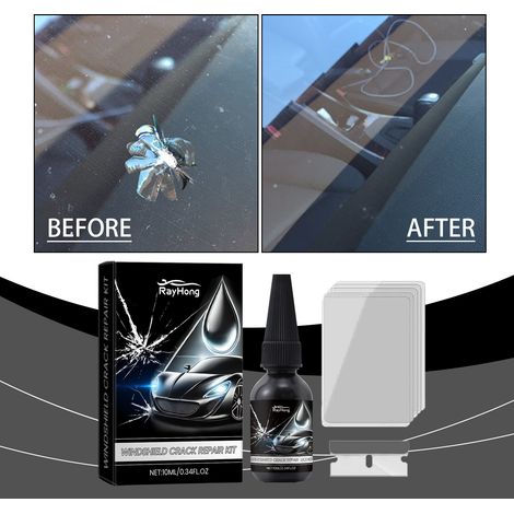 Reparaturset für Autoscheiben – Repariert Risse in Autoscheiben, verbessert die Sicht – Reparaturflüssigkeit für Autoscheiben (10 ml) + Abziehklinge + Härter (5 Stück) -- BIEMMEDUE (1/5)