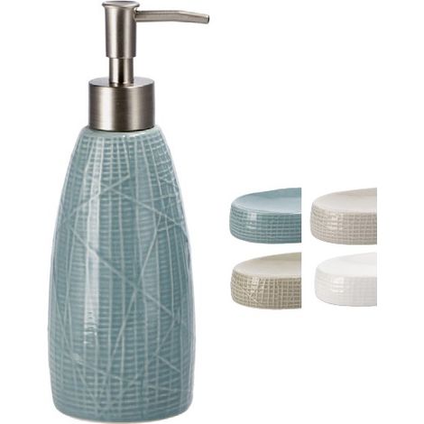 Dispenser Portasapone da Bagno in Ceramica 7,5 x 21 cm 4 Colori (1/2)
