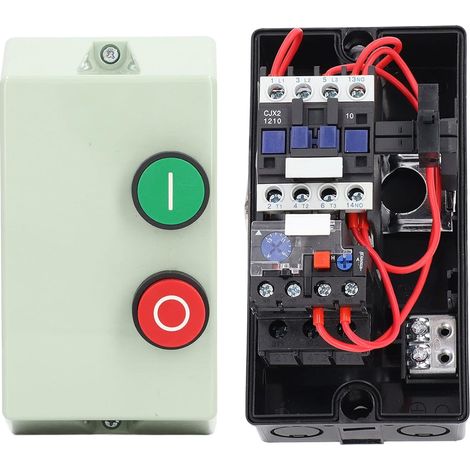 Magnetic Starter IP55 Switching Box Fireproof Waterproof Single Phase 220V 230V Three Phase 380V 400V 9-13A Push Button Green Manual (1/5)
