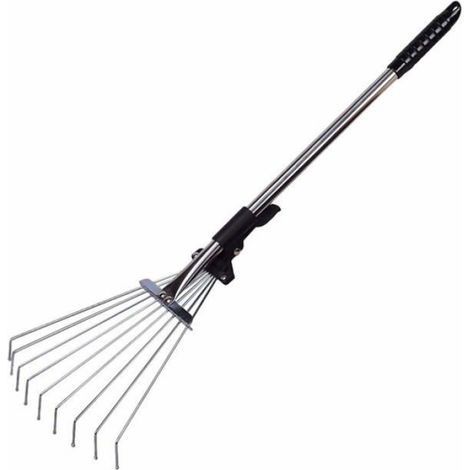 Râteau à feuilles de jardin Râteau de jardin réglable en métal Râteau de désherbage extensible Râteau de camping pour jardin pelous (1/4)