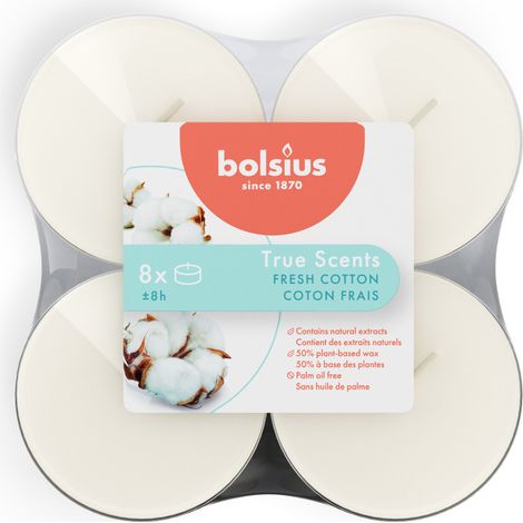 Bolsius Maxi-Lichte 8 Stunden 8er Pack True Scents Fresh Cotton (1/2)