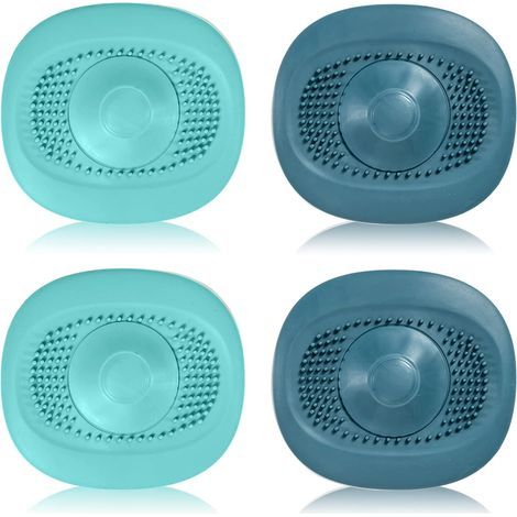 Shower Hair Catcher, Kitchen Sink Stopper, 4 Soft Silicone Sink Filters with Strong Adsorption, Can be Pressed to Accelerate Hair Drainage (1/5)
