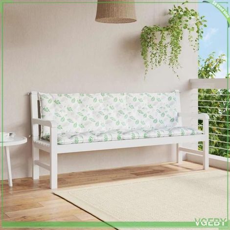 Coussins de banc de jardin - FAFEISY - Motif de feuilles - Tissu Oxford imperméable - Lot de 2 - Garnissage fibres creuses (1/5)