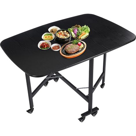 Mesa de cocina plegable con 6 ruedas, 120 x 80 x 75 cm. Mesa de comedor multifuncional. Mesa de cocina que ahorra espacio. Excelente capacidad de carga. Funcionalidad potente.