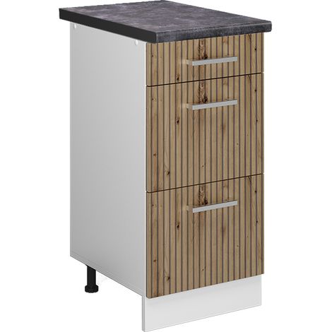 Meuble cuisine R-Line, Chêne Artisan, 40 cm avec tiroirs, PT Anthracite, Vicco (1/5)