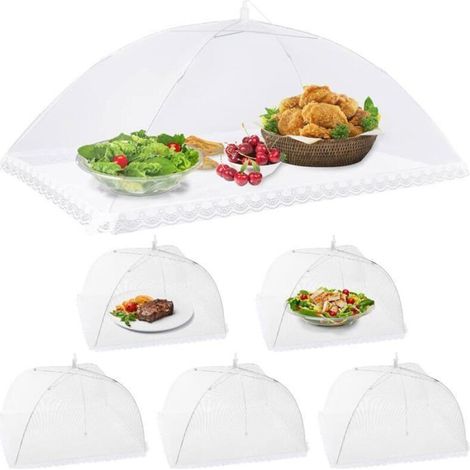 6 couvercles alimentaires pliables - Protection anti-insectes - Amovibles et lavables - 17 pouces, 40 pouces (1/5)