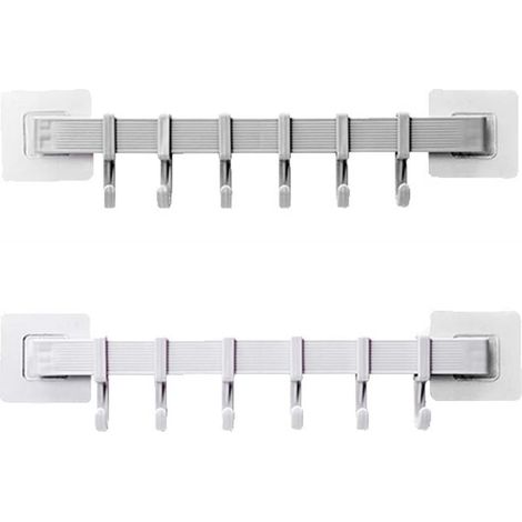 Küchenutensilienhalter-Set – 2 Wandhalterungen mit 6 Haken, selbstklebender Organizer ohne Bohren für Badezimmer und Schlafzimmer (1/5)