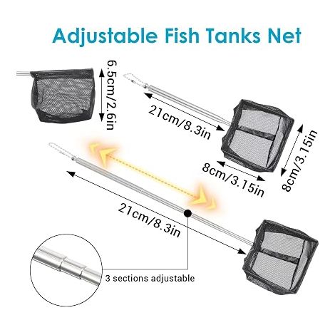 Filet à poissons pour aquarium avec poignée extensible, épuisette pour aquarium (1/4)
