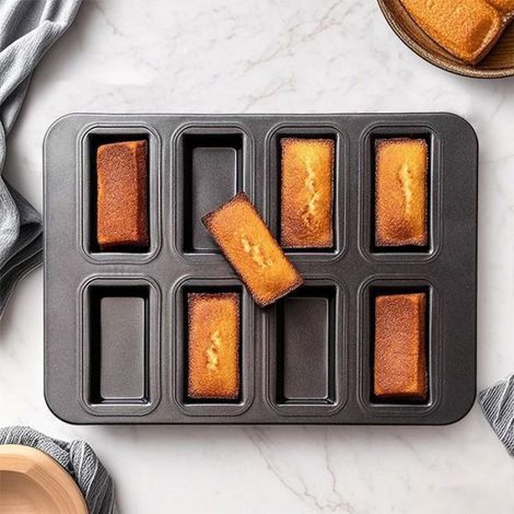 Moule Mini Cake - Acier Carbone Alimentaire - Revêtement Antiadhésif - 8 Emplacements - 25.5 X 20 Cm (1/5)